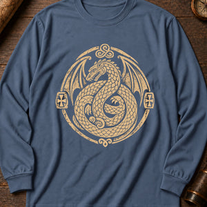 The Cuelebre Serpent Long Sleeve Shirt — Blue Jean