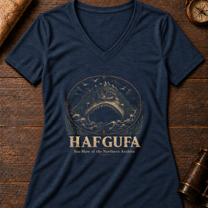 Hafgufa Sea Maw Women's V-Neck Tee — heather navy