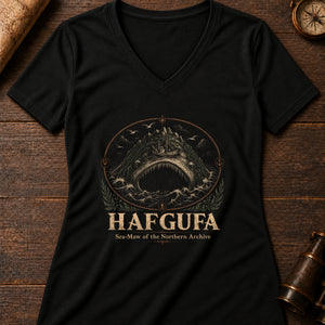 Hafgufa Sea Maw Women's V-Neck Tee — solid black blend