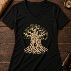 Baobab Night Archive Women's V-Neck Tee — solid black blend