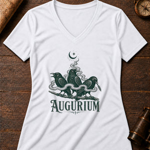 Corvid Augury Women's V-Neck Tee — solid white blend