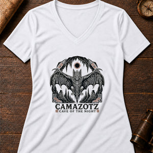 Camazotz Cave Women's V-Neck Tee — solid white blend