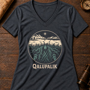Qalupalik Ice Women's V-Neck Tee — dark grey heather