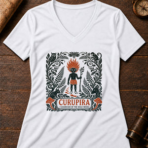 Curupira Backwards Women's V-Neck Tee — solid white blend