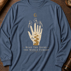 Reader Of Omens Long Sleeve Shirt — Blue Jean