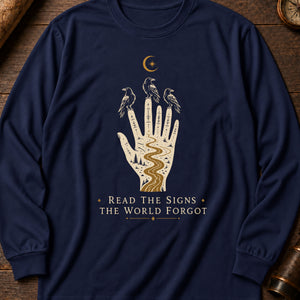 Reader Of Omens Long Sleeve Shirt — True Navy