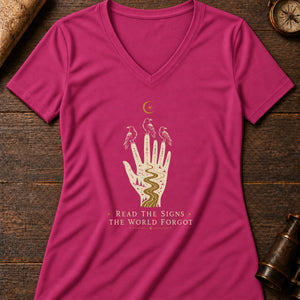 Reader Of Omens Women's V-Neck Tee — berry
