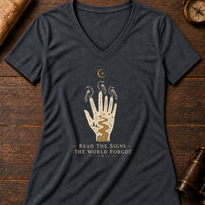 Reader Of Omens Women's V-Neck Tee — dark grey heather
