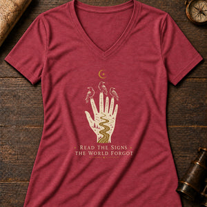 Reader Of Omens Women's V-Neck Tee — heather red