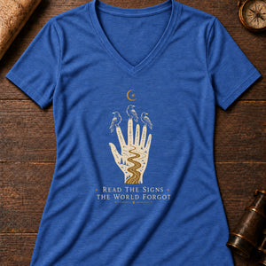 Reader Of Omens Women's V-Neck Tee — heather true royal