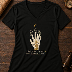 Reader Of Omens Women's V-Neck Tee — solid black blend