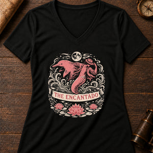 Encantado River Women's V-Neck Tee — solid black blend