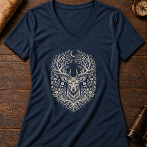 The Silent Stag Women's V-Neck Tee — heather navy