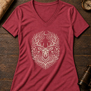 The Silent Stag Women's V-Neck Tee — heather red