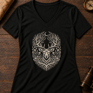 The Silent Stag Women's V-Neck Tee — solid black blend