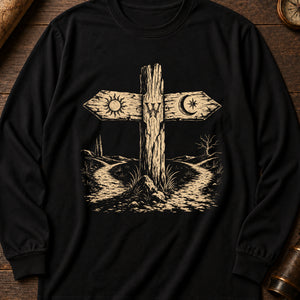 Crossroads Signpost Long Sleeve Shirt — Black