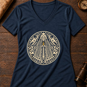 The Bone Mother Women's V-Neck Tee — heather navy