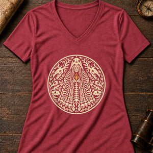 The Bone Mother Women's V-Neck Tee — heather red