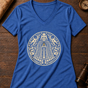 The Bone Mother Women's V-Neck Tee — heather true royal