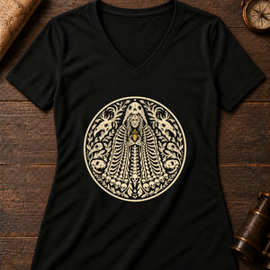 The Bone Mother Women's V-Neck Tee — solid black blend