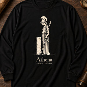 Mourning Athena Relief Long Sleeve Shirt — Black