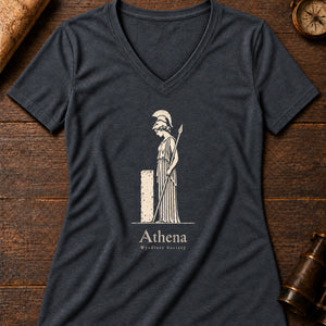 Mourning Athena Relief Women's V-Neck Tee — dark grey heather