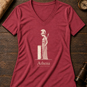 Mourning Athena Relief Women's V-Neck Tee — heather red