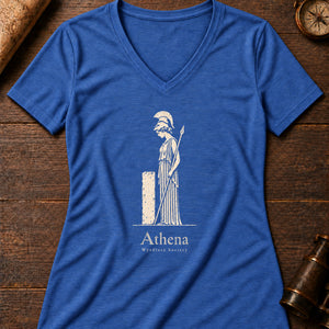 Mourning Athena Relief Women's V-Neck Tee — heather true royal