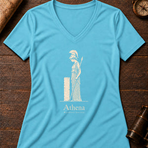 Mourning Athena Relief Women's V-Neck Tee — turquoise