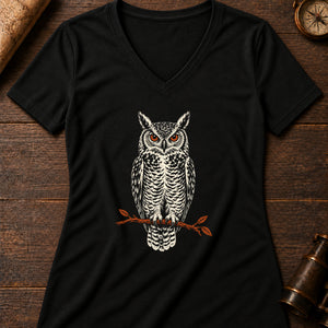 Tecolotl Messenger Women's V-Neck Tee — solid black blend