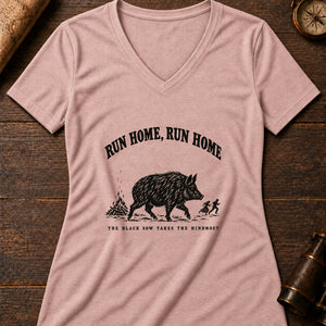 Hwch Ddu Gwta Women's V-Neck Tee — heather peach