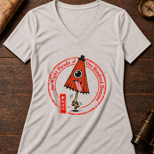 Kasa-obake Umbrella Women's V-Neck Tee — heather dust