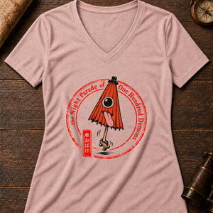 Kasa-obake Umbrella Women's V-Neck Tee — heather peach