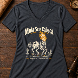 Mula Sem Cabeça Women's V-Neck Tee — dark grey heather