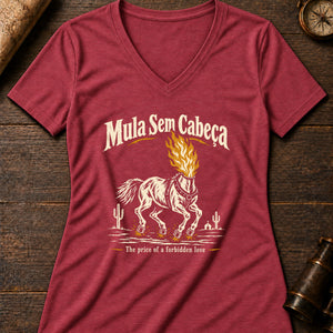 Mula Sem Cabeça Women's V-Neck Tee — heather red