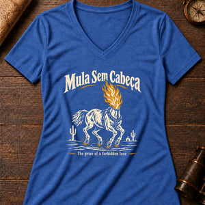 Mula Sem Cabeça Women's V-Neck Tee — heather true royal