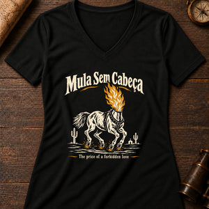 Mula Sem Cabeça Women's V-Neck Tee — solid black blend