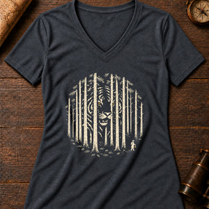 Jangsan Tiger Women's V-Neck Tee — dark grey heather