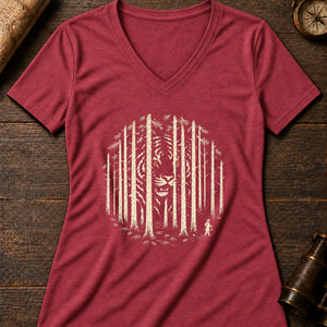 Jangsan Tiger Women's V-Neck Tee — heather red
