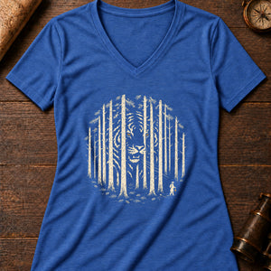 Jangsan Tiger Women's V-Neck Tee — heather true royal