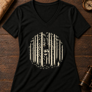 Jangsan Tiger Women's V-Neck Tee — solid black blend