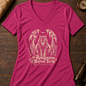 Rougarou Bayou Women's V-Neck Tee — berry
