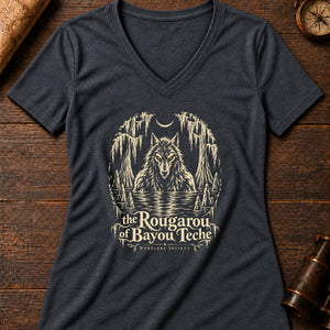 Rougarou Bayou Women's V-Neck Tee — dark grey heather