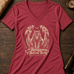 Rougarou Bayou Women's V-Neck Tee — heather red