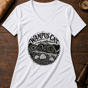Wampus Cat Ridge Women's V-Neck Tee — solid white blend