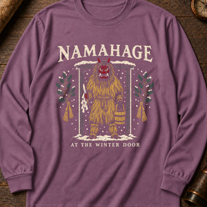 Namahage Threshold Long Sleeve Shirt — Berry