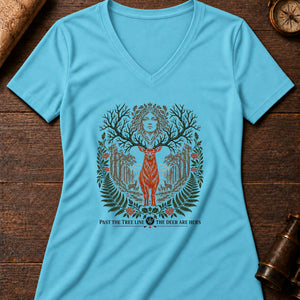 Flidais Wild Oak Women's V-Neck Tee — turquoise