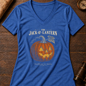 Jack-o'-Lantern Specimen Women's V-Neck Tee — heather true royal