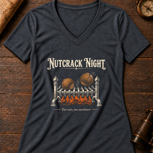 Nutcrack Night Fortune Women's V-Neck Tee — dark grey heather