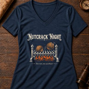Nutcrack Night Fortune Women's V-Neck Tee — heather navy
